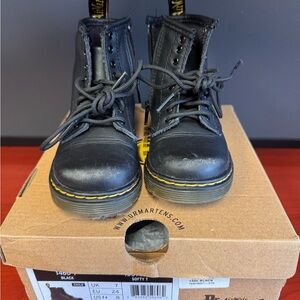 Dr. Martens Black Boots with Yellow Stitching